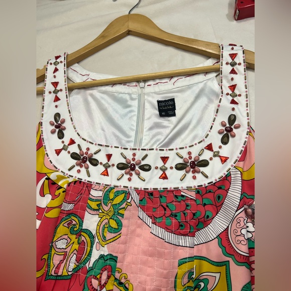 Nicole Miller Women's Dress Sz 16 Shift/ Sheath Paisley Floral Beaded NWT - Picture 9 of 15